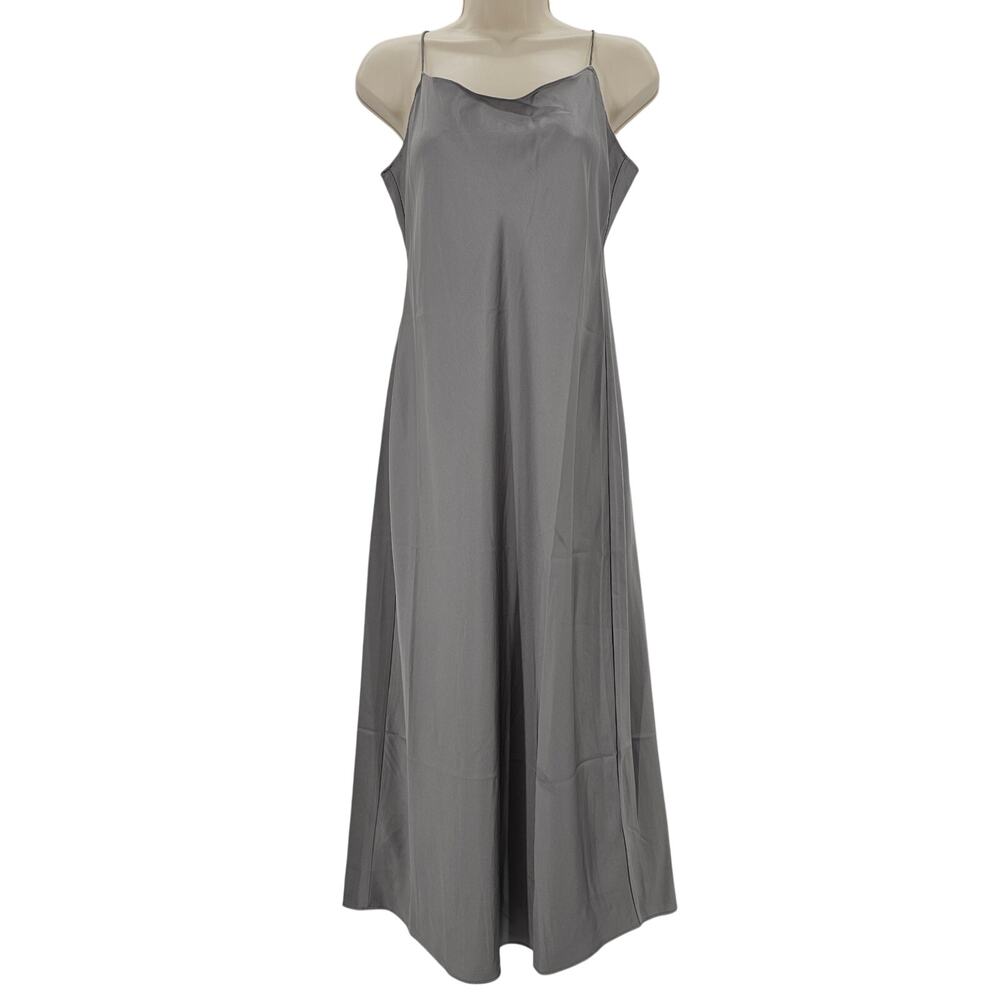 J. Crew Womans size 8 Gwyneth Satin Midi A-Line Slip Tank Dress Gray BV496 NEW